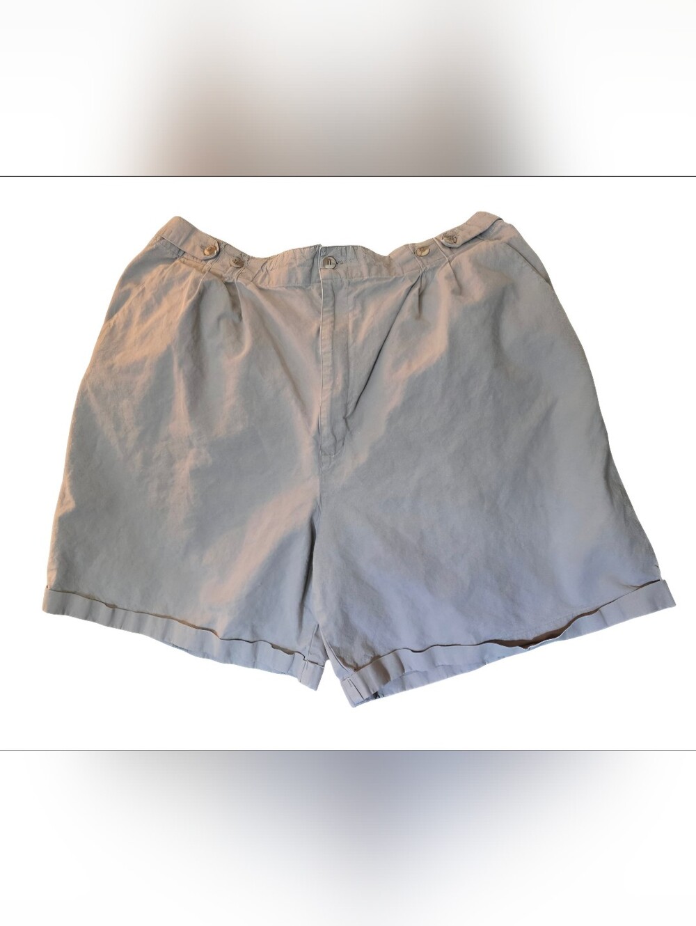 Saddlebred Vintage Mid-rise Women's Cotton & Ramie Khaki Shorts Size 36/22 W